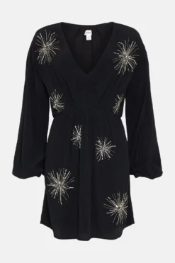 Coast Starburst Beadwork Viscose Mini Dress -Coast Sales Store bcc03728 black xl 3