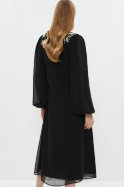 Coast Petite Mirrored Orchid Button Through Dress -Coast Sales Store bcc03731 black xl 2 scaled