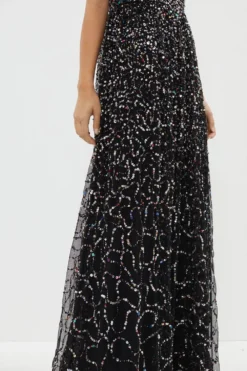 Coast Petite Premium Multi Colour Sequin Maxi Dress -Coast Sales Store bcc03750 black xl 4
