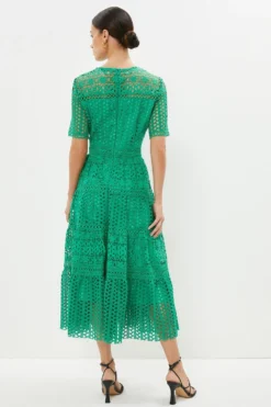 Coast Petite Midi Dress In Lace With Tiers -Coast Sales Store bcc03753 green xl 2