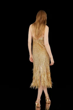 Coast All Over Sequin Fringe Hem Midi Dress -Coast Sales Store bcc03755 gold xl 2 scaled