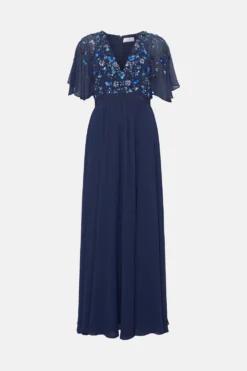 Coast Maxi Dress With Flutter Sleeve & Beading -Coast Sales Store bcc03770 navy xl 3
