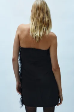 Coast All Over Feather Bandeau Mini Dress -Coast Sales Store bcc03786 black xl 2 scaled