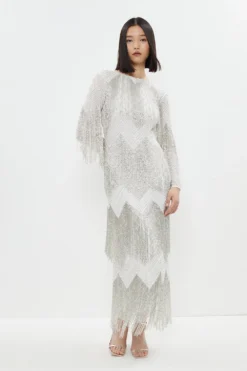 Coast Premium Fringe Embellished Maxi Dress