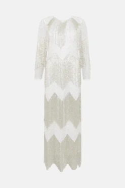 Coast Premium Fringe Embellished Maxi Dress -Coast Sales Store bcc03788 ivory xl 3