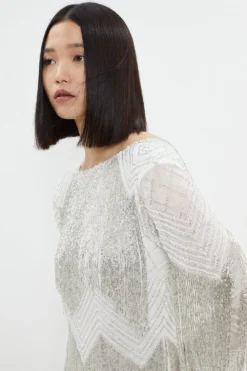 Coast Premium Fringe Embellished Maxi Dress -Coast Sales Store bcc03788 ivory xl 4