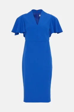 Coast Petite V Neck Flare Sleeve Pencil Dress -Coast Sales Store bcc03811 cobalt xl 3