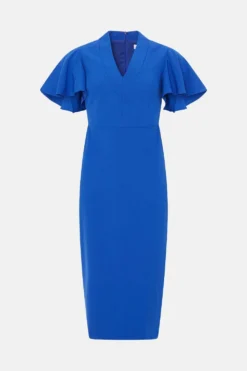 Coast V Neck Flare Sleeve Pencil Dress -Coast Sales Store bcc03814 cobalt xl 3