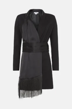 Coast Belted Fringe Detail Blazer Dress -Coast Sales Store bcc03827 black xl 3