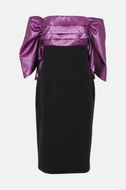 Coast Julie Kuyath Metallic Pleat Detail Dress -Coast Sales Store bcc03832 pink xl 3