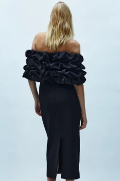 Coast Structured Oversized Ruffle Sleeve Midi Dress -Coast Sales Store bcc03834 black xl 2 scaled