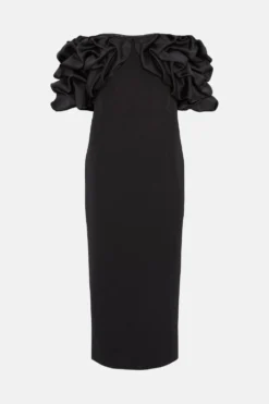 Coast Structured Oversized Ruffle Sleeve Midi Dress -Coast Sales Store bcc03834 black xl 3