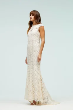 Coast Cap Sleeve Lace Fishtail Hem Maxi Dress