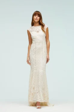 Coast Cap Sleeve Lace Fishtail Hem Maxi Dress -Coast Sales Store bcc03837 ivory xl 4 scaled