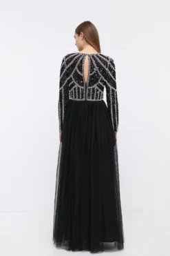 Coast Pearl Embellished Bodice Tulle Skirt Dress -Coast Sales Store bcc03855 black xl 2