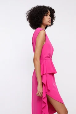 Coast Waterfall Ruffle Drape Midi Dress -Coast Sales Store bcc03878 hot20pink xl 4