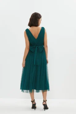 Coast Petite Sleeveless Tulle V Front Bow Back Midi Dress -Coast Sales Store bcc03888 forest xl 2