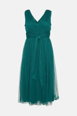 Coast Petite Sleeveless Tulle V Front Bow Back Midi Dress -Coast Sales Store bcc03888 forest xl 3