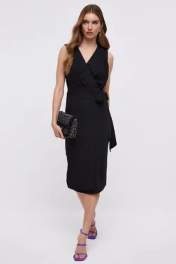 Coast Wrap Top Pencil Skirt Midi Dress 7 Coast Wrap Top Pencil Skirt Midi Dress -Coast Sales Store bcc03889 black xl 2