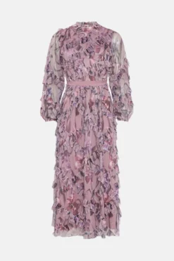 Coast Diamond Ruffle High Neck Mesh Dress -Coast Sales Store bcc03896 mink xl 3