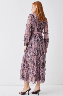 Coast Diamond Ruffle High Neck Mesh Dress -Coast Sales Store bcc03896 mink xl 4