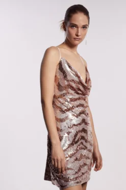 Coast Cowl Neck Sequin Mini Dress In Sequin