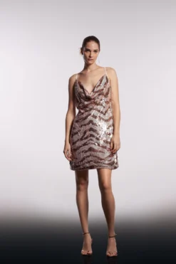 Coast Cowl Neck Sequin Mini Dress In Sequin -Coast Sales Store bcc03901 pink xl 4 scaled