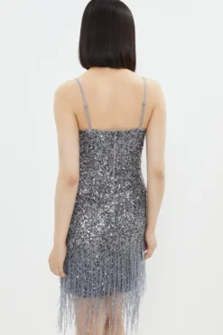 Coast Sequin Bustier Dress With Beaded Fringe -Coast Sales Store bcc03902 grey xl 2 scaled