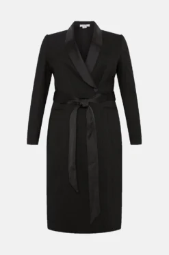 Coast Plus Size Tuxedo Tie Waist Midi Dress -Coast Sales Store bcc03918 black xl 3
