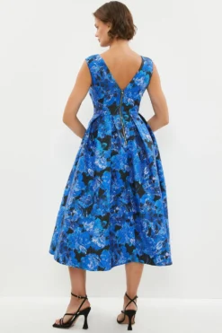 Coast Jacquard Dress With V Back -Coast Sales Store bcc03920 blue xl 2