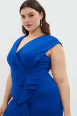 Coast Plus Size Crepe Wrap Top Ruffle Dress -Coast Sales Store bcc03937 cobalt xl 1