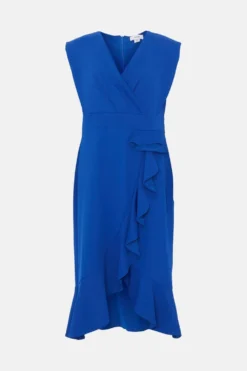 Coast Plus Size Crepe Wrap Top Ruffle Dress -Coast Sales Store bcc03937 cobalt xl 3