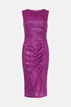 Coast Sequin Dress With Ruching -Coast Sales Store bcc03940 pink xl 3