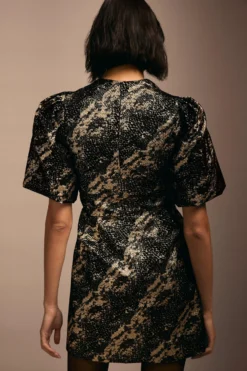 Coast Julie Kuyath Puff Sleeve Jacquard Mini Dress -Coast Sales Store bcc03964 gold xl 2 scaled