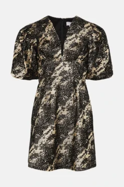 Coast Julie Kuyath Puff Sleeve Jacquard Mini Dress -Coast Sales Store bcc03964 gold xl 3
