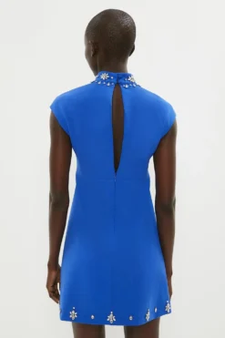 Coast Mini Dress With Jewel Trim Neck -Coast Sales Store bcc03982 cobalt xl 2