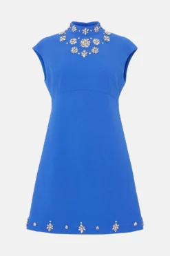 Coast Mini Dress With Jewel Trim Neck -Coast Sales Store bcc03982 cobalt xl 3