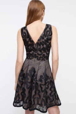 Coast Premium Mini Dress With Ribbon Applique -Coast Sales Store bcc03984 black xl 2