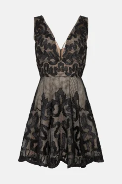 Coast Premium Mini Dress With Ribbon Applique -Coast Sales Store bcc03984 black xl 3