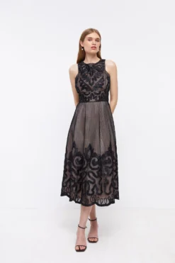 Coast Premium Midi Dress With Ribbon Applique