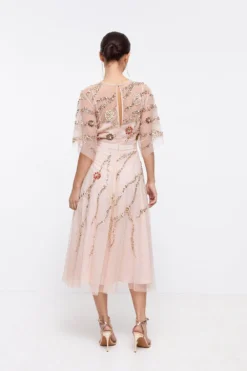 Coast Petite Midi Dress With Embellished Flower -Coast Sales Store bcc03986 blush xl 2