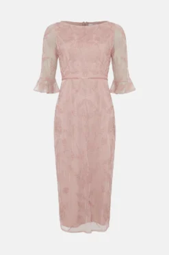 Coast Hand Beaded Midi Dress With Flared Cuff -Coast Sales Store bcc03988 pink xl 3