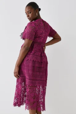 Coast Plus Lace Mix Midi Dress -Coast Sales Store bcc03998 plum xl 4