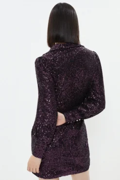 Coast Sequin Mini Dress With Collar -Coast Sales Store bcc04002 pink xl 2