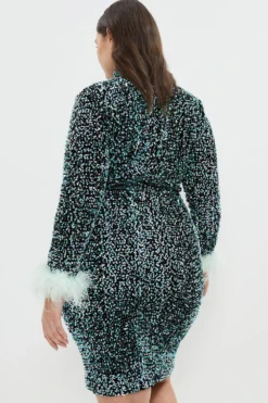 Coast Plus Sequin Midi Dress With Feather Cuff -Coast Sales Store bcc04014 mint xl 2