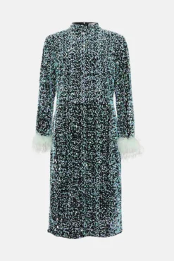 Coast Plus Sequin Midi Dress With Feather Cuff -Coast Sales Store bcc04014 mint xl 3