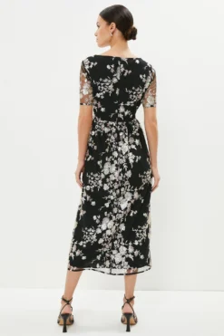 Coast Petite Square Neck Dress In Sequin Floral -Coast Sales Store bcc04020 black xl 2