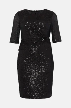Coast Plus Sequin Dress With Twist Front -Coast Sales Store bcc04022 black xl 3