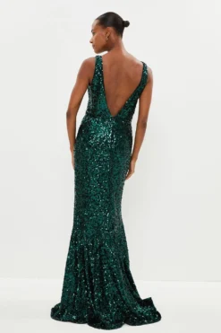 Coast Sequin Fishtail Maxi Dress -Coast Sales Store bcc04024 emerald xl 2