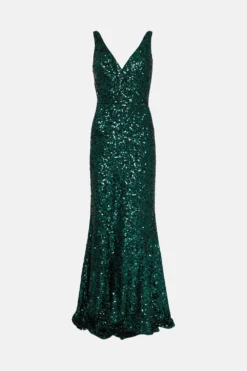 Coast Sequin Fishtail Maxi Dress -Coast Sales Store bcc04024 emerald xl 3